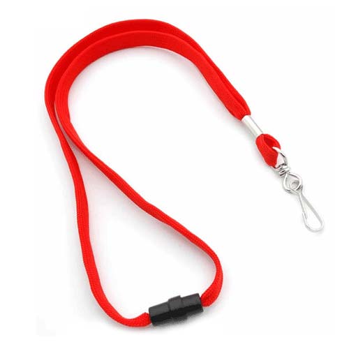 Single Sided Open Faced Horizontal Badge Holder & Premium Plain Breakaway Lanyards With Lobster Clip Multipack-Red-Black